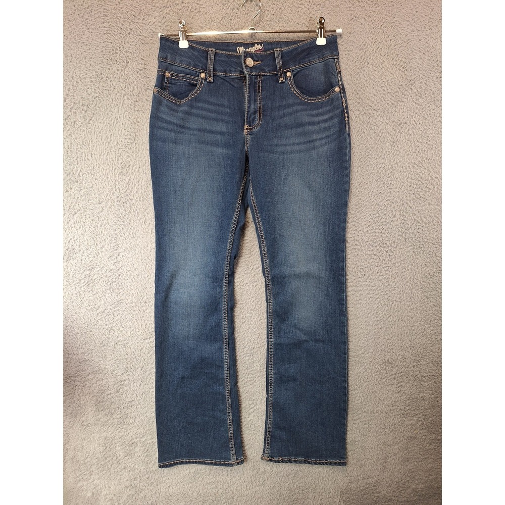 Wrangler Bootcut Jeans Womens 7/8x32 (Fits 30x31) Blue Denim Faded Streetwear
